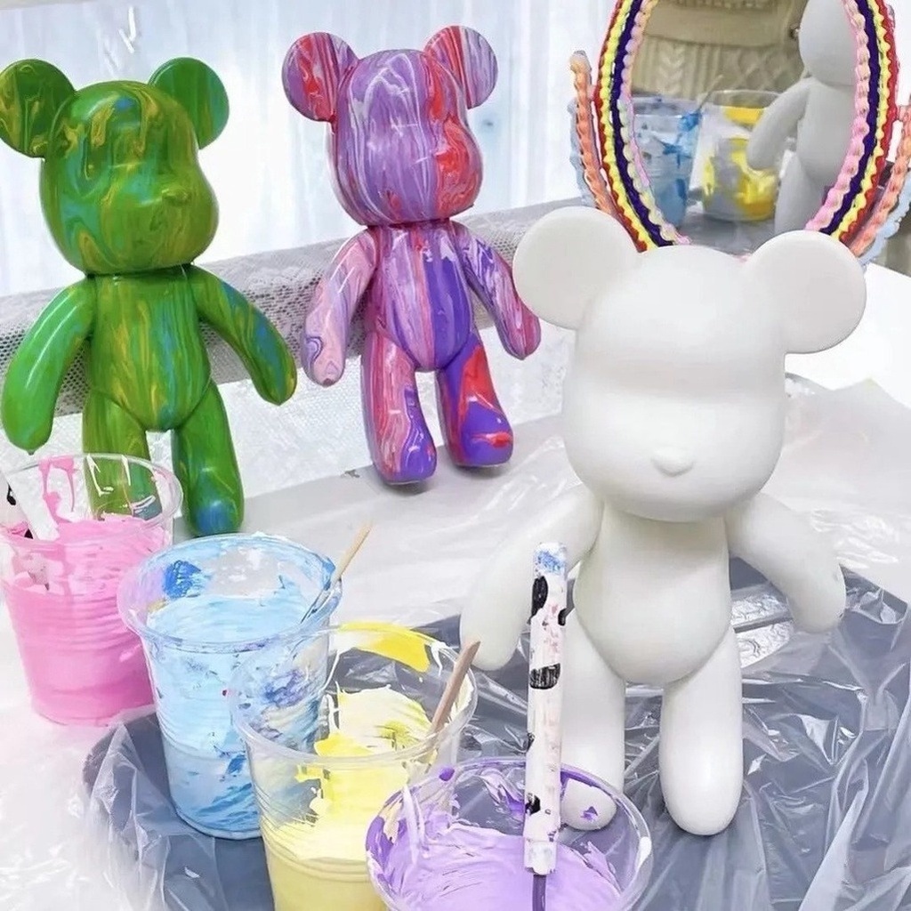 Bộ Dụng Cụ Vẽ Tranh Hình Gấu Trang Trí Phòng Bé 23cm Kèm Màu 60ml DIY Bearbrick Đồ chơi