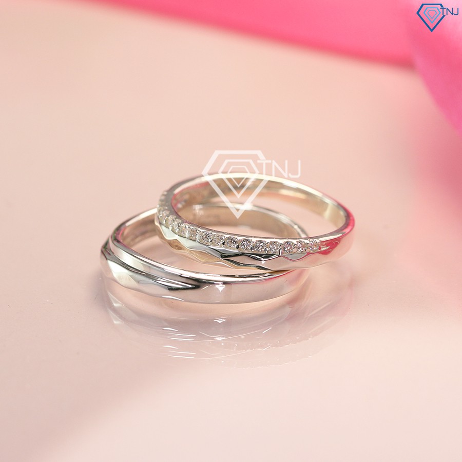 Nhẫn đôi bạc nhẫn cặp bạc đẹp đơn giản ND0385