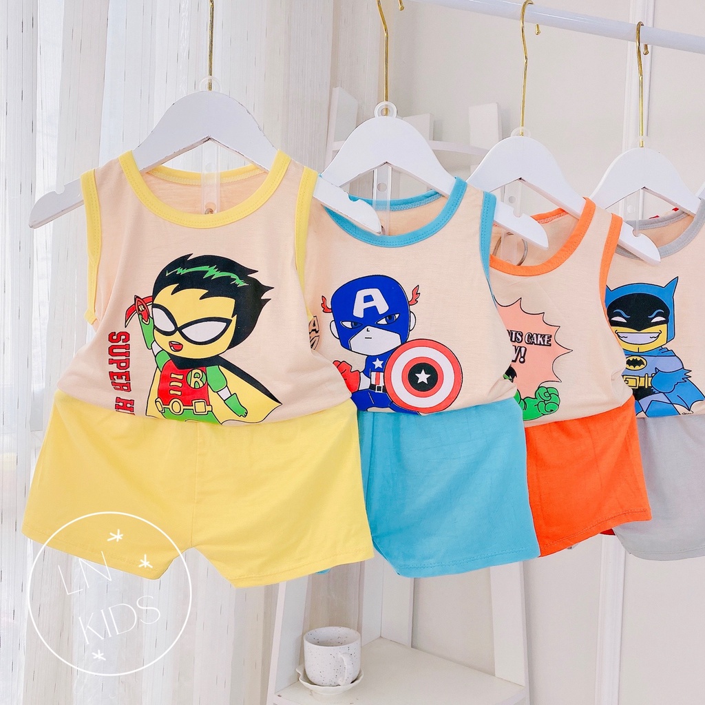 Bộ quần áo ba lỗ cho bé trai hình siêu nhân vui nhộn chất thun lạnh thoáng mát mesocshop