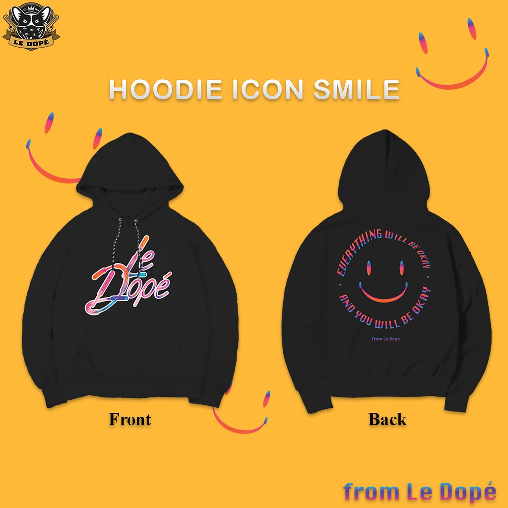 [Siêu Sale] [Chính hãng] Áo khoác Hoodie Le Dopé - hoạt tiết mặt cười | BigBuy360 - bigbuy360.vn