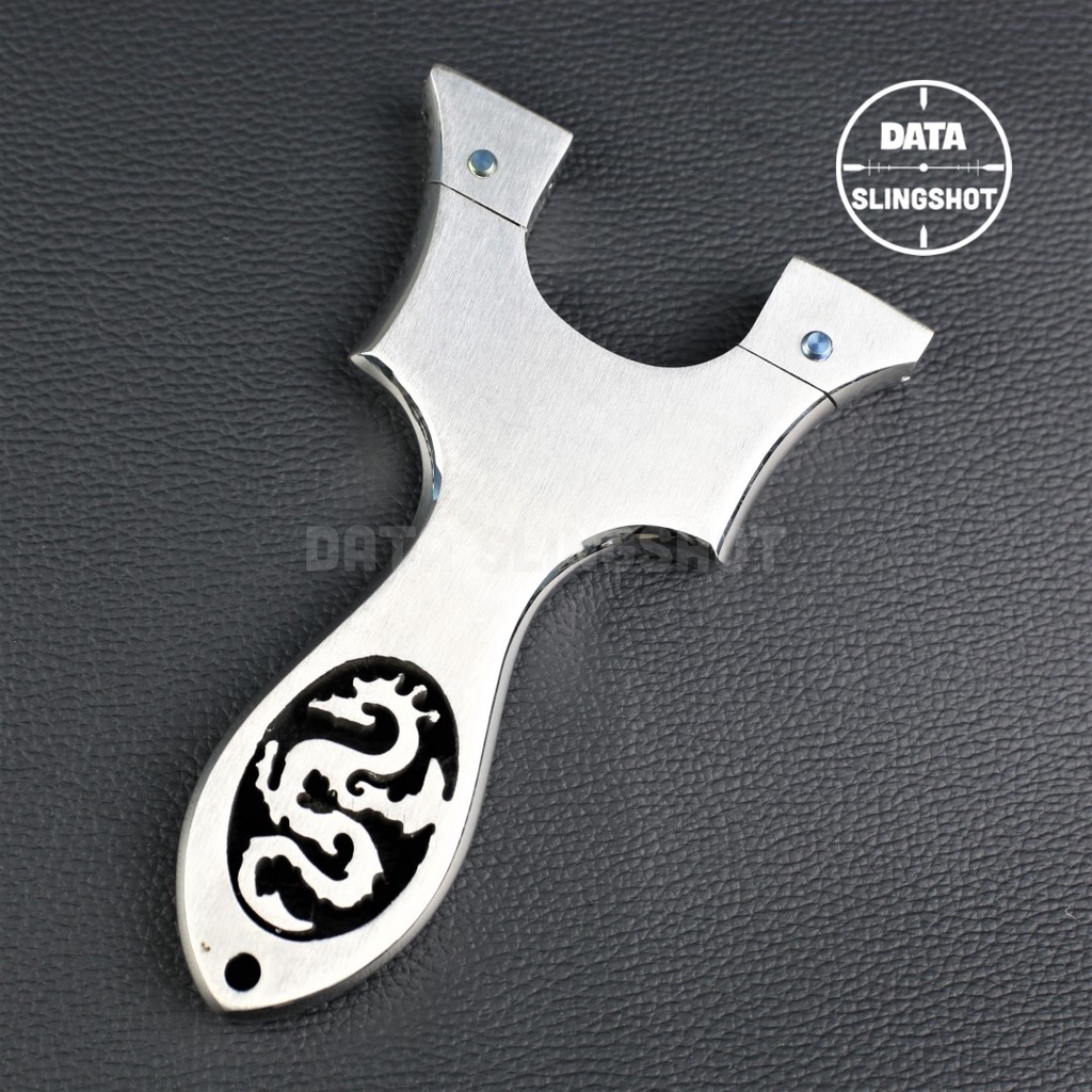 Ná Cao Su Inox CNC Ná Rồng Chạc 7 Mài Bo Cạnh Hoàn Thiện gắn sẵn 2 ốc Titan - Chạc kẹp bắn thun dẹt - DATA SlingShot