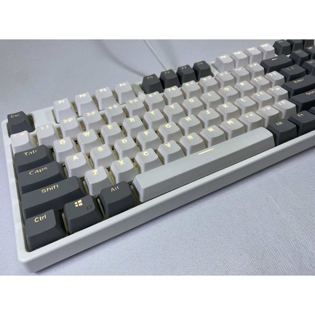 Keycaps màu trắng xám, 87 Phím PBT Bàn phím cơ Keycaps Bàn phím cơ Double Backlit Word Màu trong suốt Phím chơi game dành cho Bàn phím bố cục Hoa Kỳ cho Cherry MX