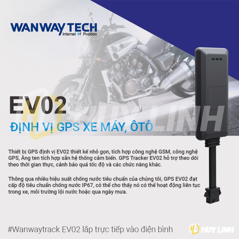 Đinh vị ô tô, xe máy WanWayTrack EV02/4 dây ngắt xăng điện