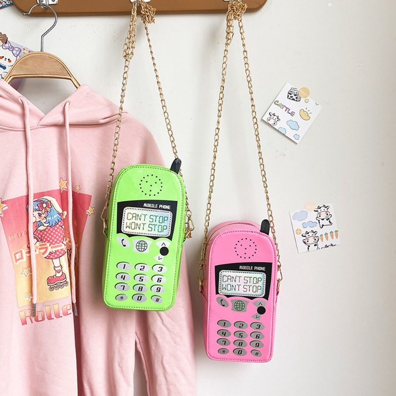Túi Đựng Điện Thoại Đeo Vai / Xách Tay Hình Hoạt Hình Vui Nhộn Có Dây Đeo Sợi Xích Cho Nữ Sinh