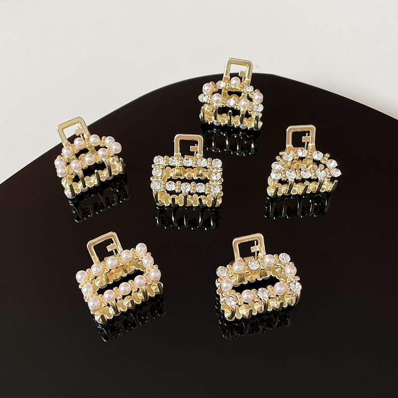 Kẹp tóc hợp kim đính đá và ngọc trai nhân tạo xinh xắn cho nữ