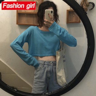 Áo thun lửng tay dài phong cách hàn quốc dành cho nữ