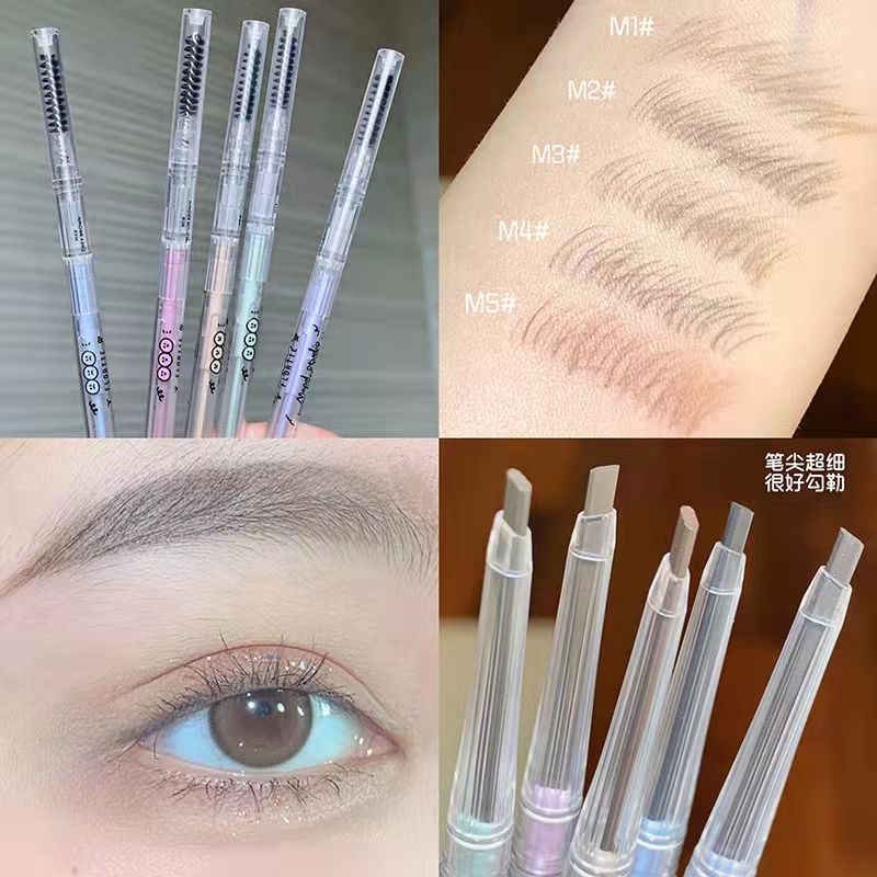 Chì kẻ mày  FLORTTE Bút Kẻ Lông Mày Dạng Phẩy Sợi Chống Thấm Nước Và Mồ Hôi Thiết Kế Hai Đầu Tiện Dụng