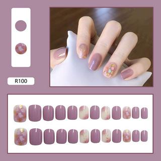 (Hàng Mới Về) 1 Hộp 24 Móng Tay Giả Kiểu Dáng Xinh Xắn R100