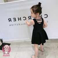 Mẫu Váy Cotton Mềm Mại Xòe Đen Điểm Nhấn Dây Đan Sau Lưng, Bơ Bé Bỏng
