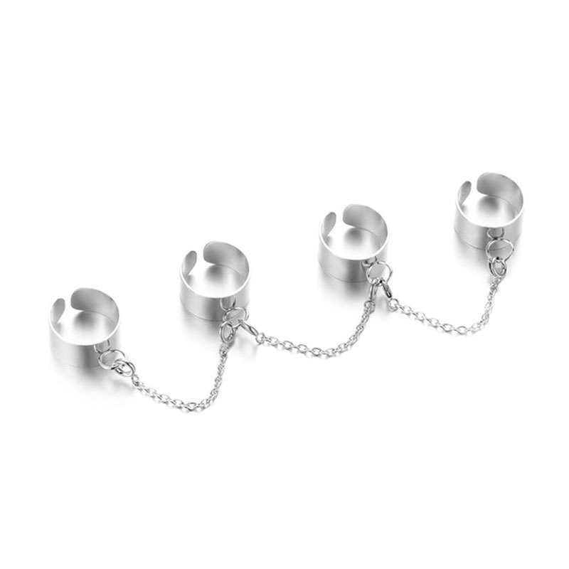 [WHOLESALE][Fashion Punk Style Chain Link Multiple Finger Rings For Women Men][Men Finger Ring][Lovely Jewelry Gifts For Girl Friends]