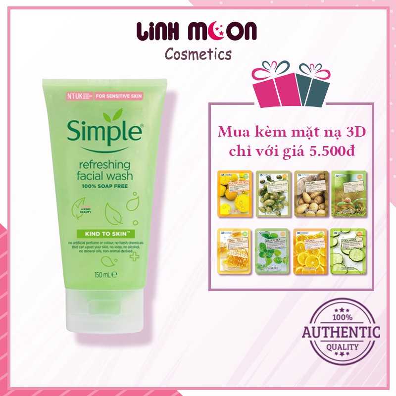 Sữa Rửa Mặt SIMPLE Kind To Skin Refreshing Facial Wash Gel