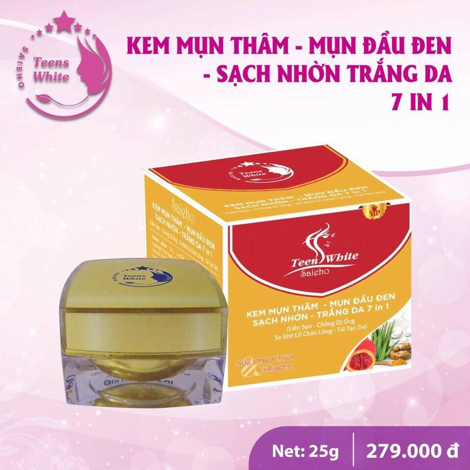 Kem mụn thâm, mụn đầu đen, sạch nhờn, trắng da TEENS WHITE