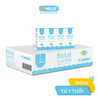 Sữa tươi Đà Lạt True Milk ít đường hộp 180ml thùng 48 hộp