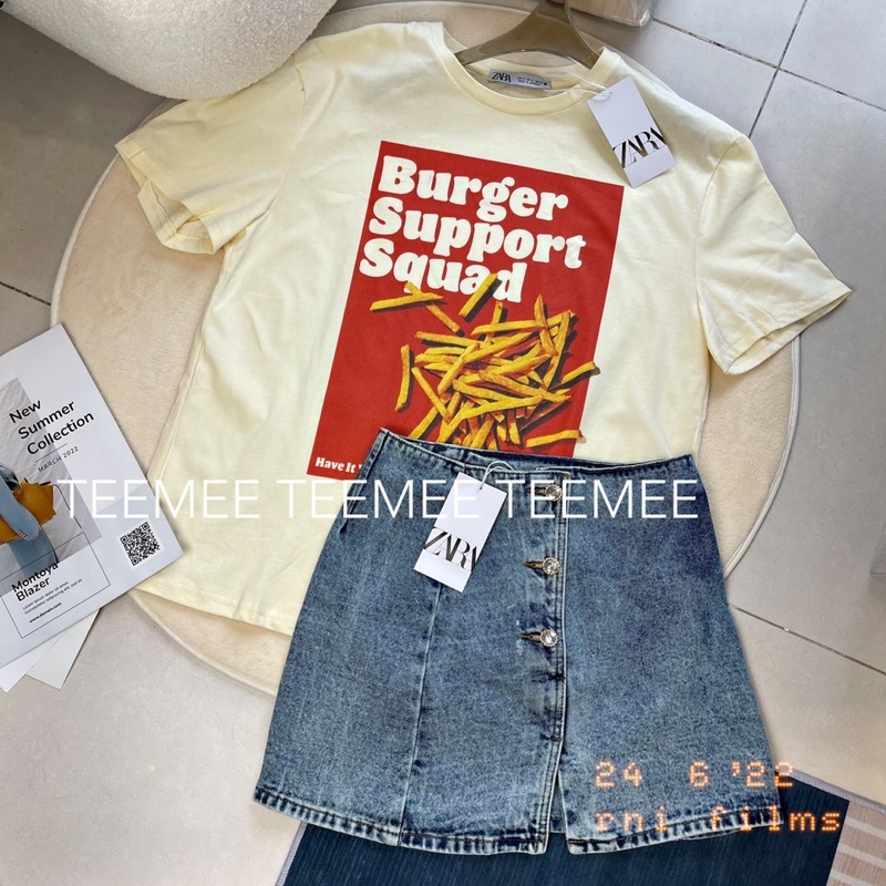 Chân váy denim dáng chữ A Zara