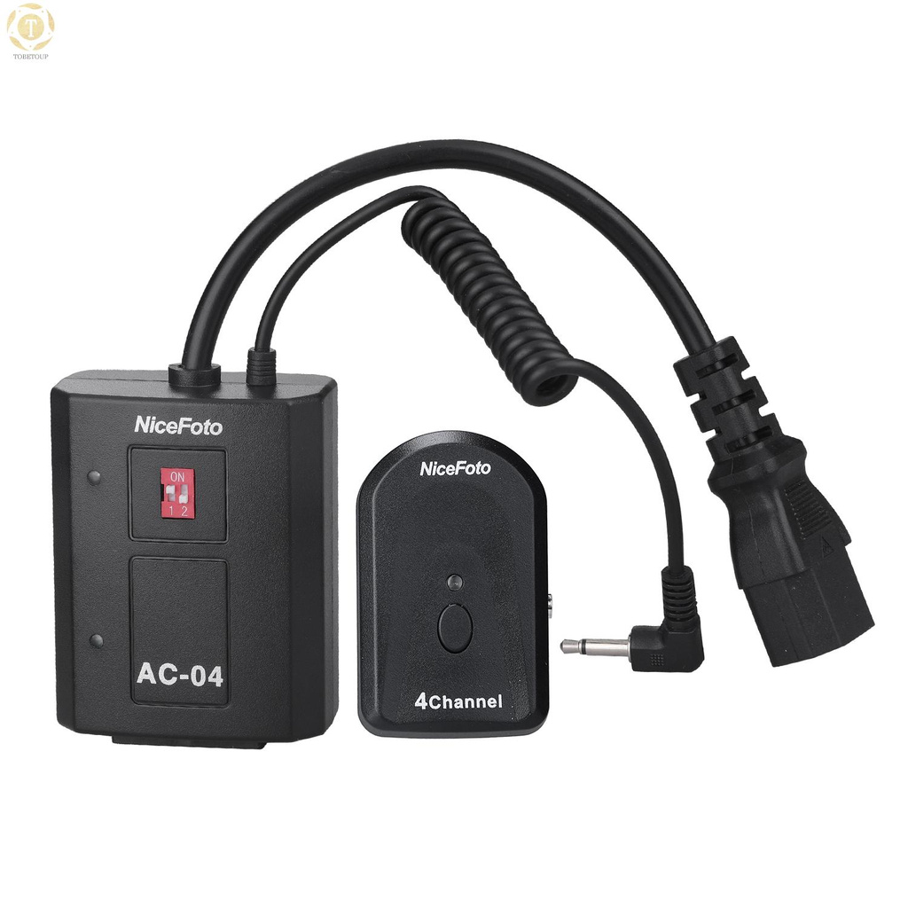 Shipped within 12 hours】 NiceFoto AC-04B 4 Channels Radio Wireless Remote Flash Trigger Transmitter 3.5mm Receiver with 6.35mm Adapter for All Studio Flashes and Outdoor Flashes Flash Trigger [TO]