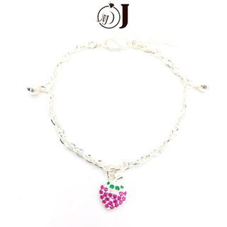 Lắc bạc bé gái MĐJ họa tiết bi tròn và trái dâu tây 005