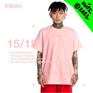 5THEWAY® /public icon/ BIG LOGO SQUARE TEE™ in CRYSTAL ROSE aka Áo Thun 5THEWAY Tay Ngắn Hồng