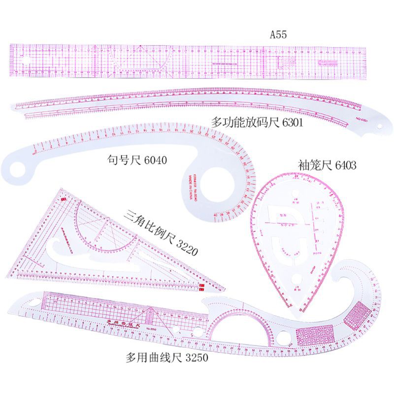 Set 6 thước đo thiết kế dạng cong dành cho thợ may