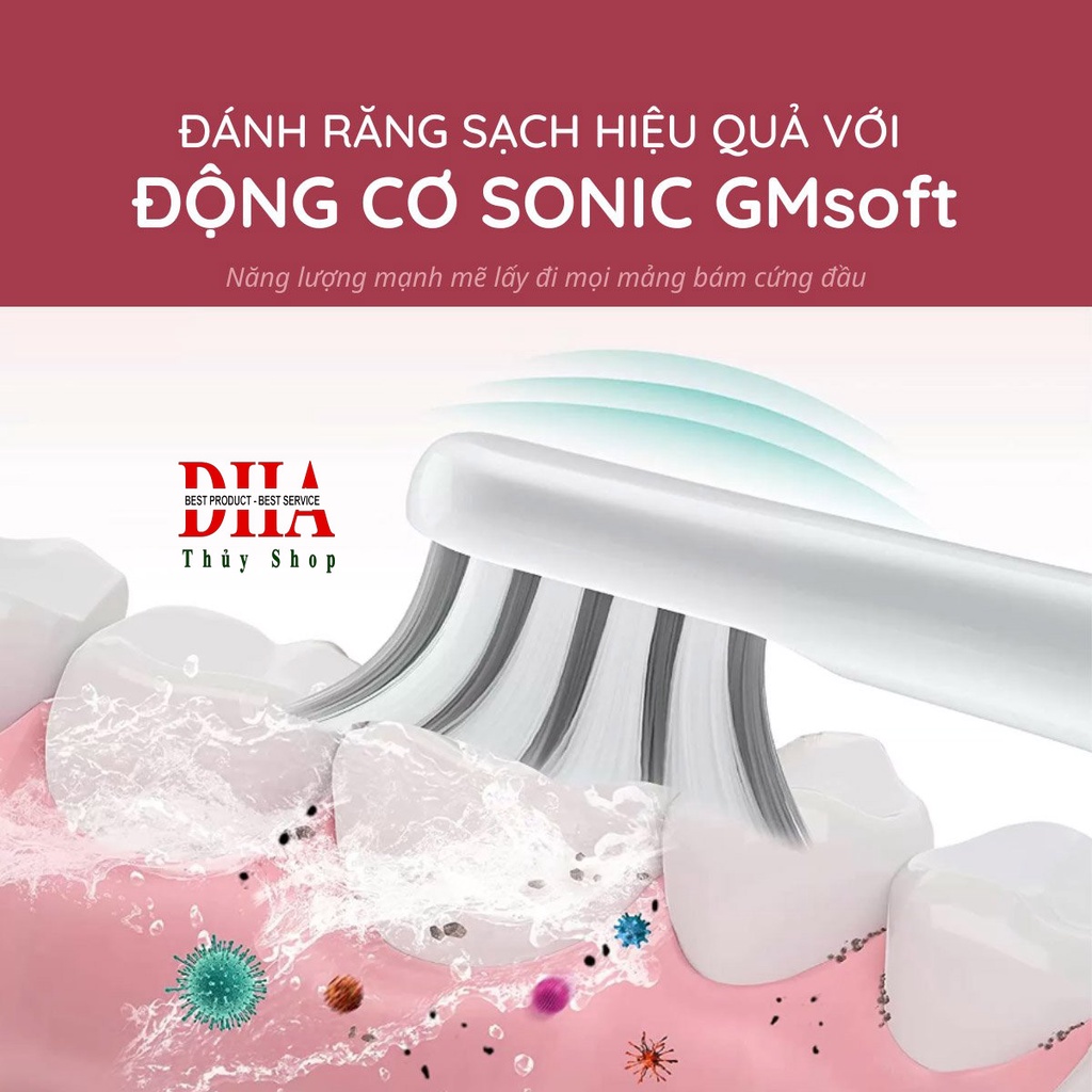 Bàn Chải đánh răng điện Mparrot x100 tặng kèm 4 đầu bàn chải.