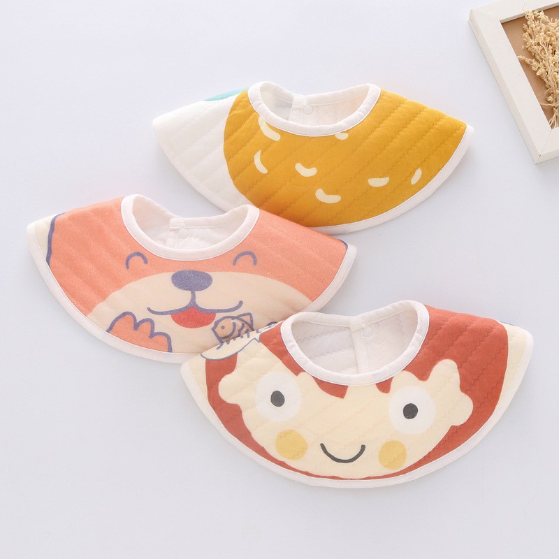 Set 3 yếm tròn xoay 360 độ vải cotton cao cấp có chống thấm, họa tiết đáng yêu cho bé trai bé gái - Y4