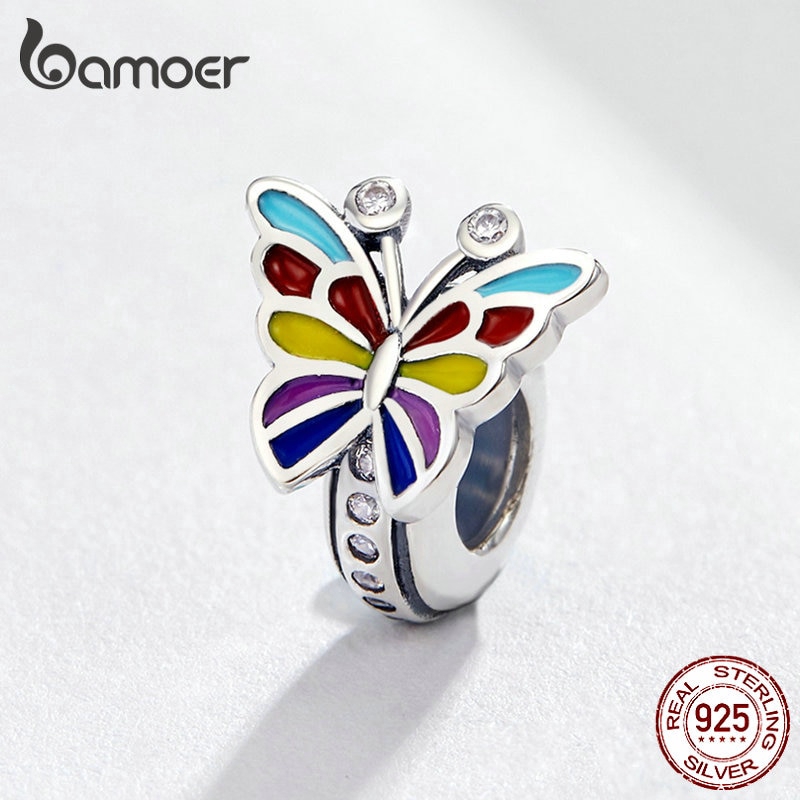 Hạt Trang Sức Bamoer Scc1195 Cho Nữ Trang Trí Vòng Đeo Tay Hình Con Bướm 3mm Màu Sắc Sang Trọng Bằng Bạc 925