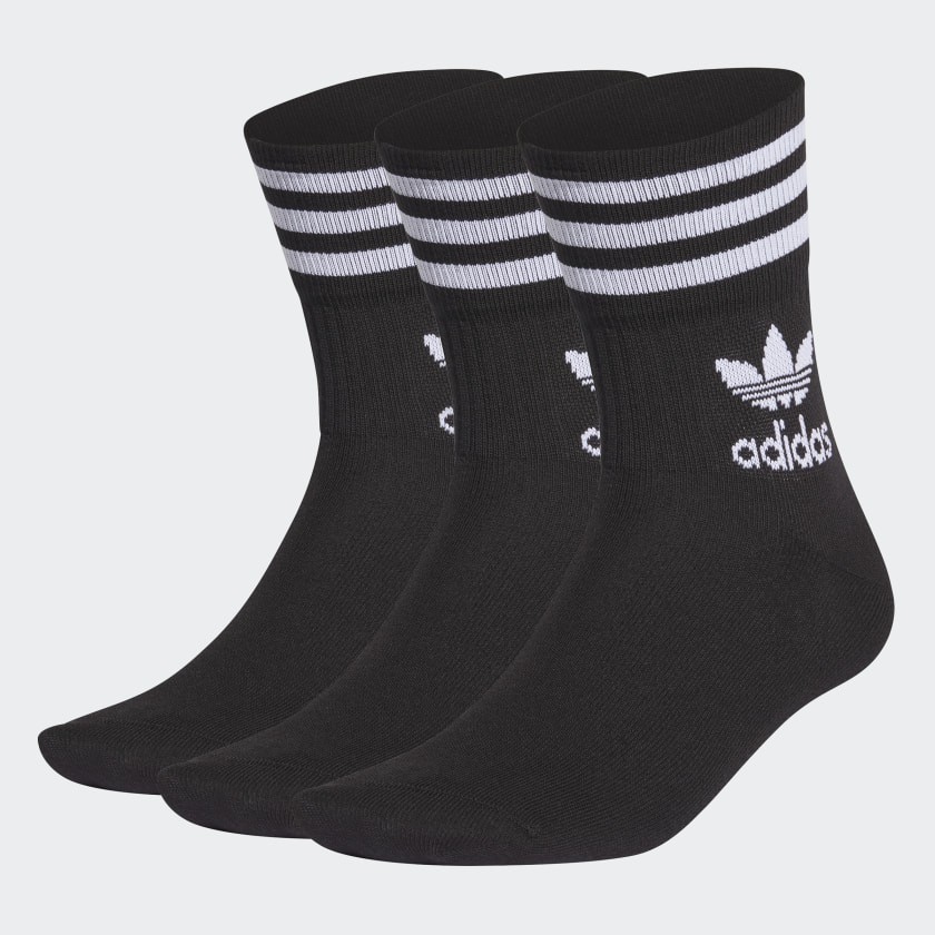 Tất Dệt Kim Cao Cấp, Tất Adidas 3 sọc cổ 19cm, hàng Unisex, phong cách thể thao - Đen