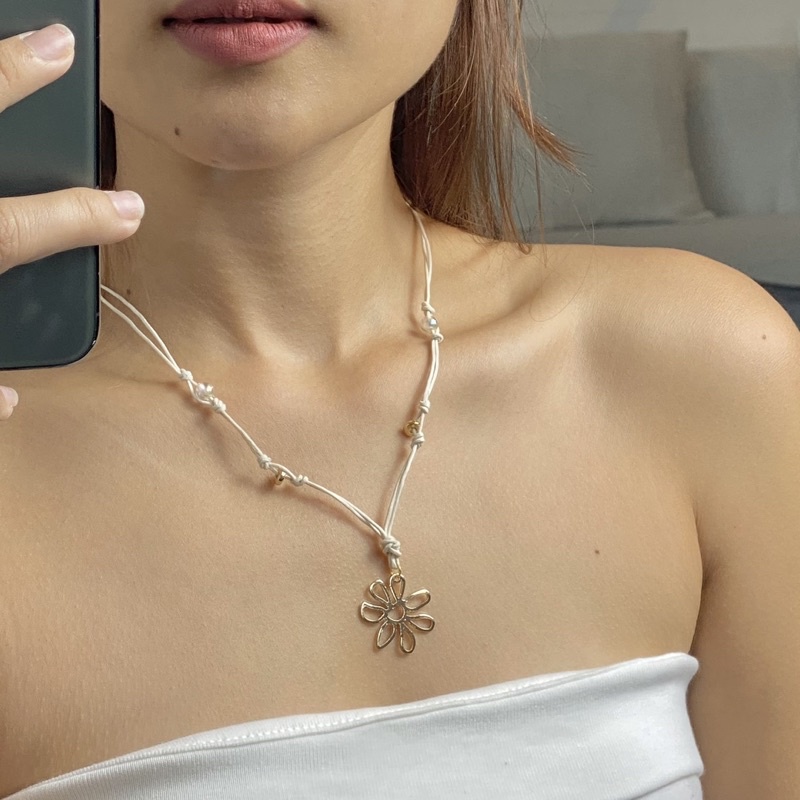 Dây chuyền nữ mặt dây bông hoa 25mm có móc khoá và mắc xích 3cm