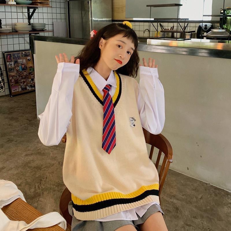 Áo Gile Len Học Sinh Hàn Quốc Huy Hiệu Ngực, Áo Gile Logo Form Nhỏ | BigBuy360 - bigbuy360.vn