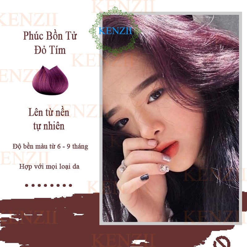 Thuốc Nhuộm Tóc Màu Phúc Bồn Tử 💝 Tặng Trợ Nhuộm 💝 Kenzii Lên Từ Nền Nâu 5 - 6 ( Thuốc Nhuộm Tóc Đỏ Tím )