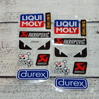 Nhãn dán tem dán tổng hợp mẫu Hot hiện nay Thỏ điên, Durex, Liquimoly, Nos, RCB, Ohlins... tem có khả năng chịu nước tốt