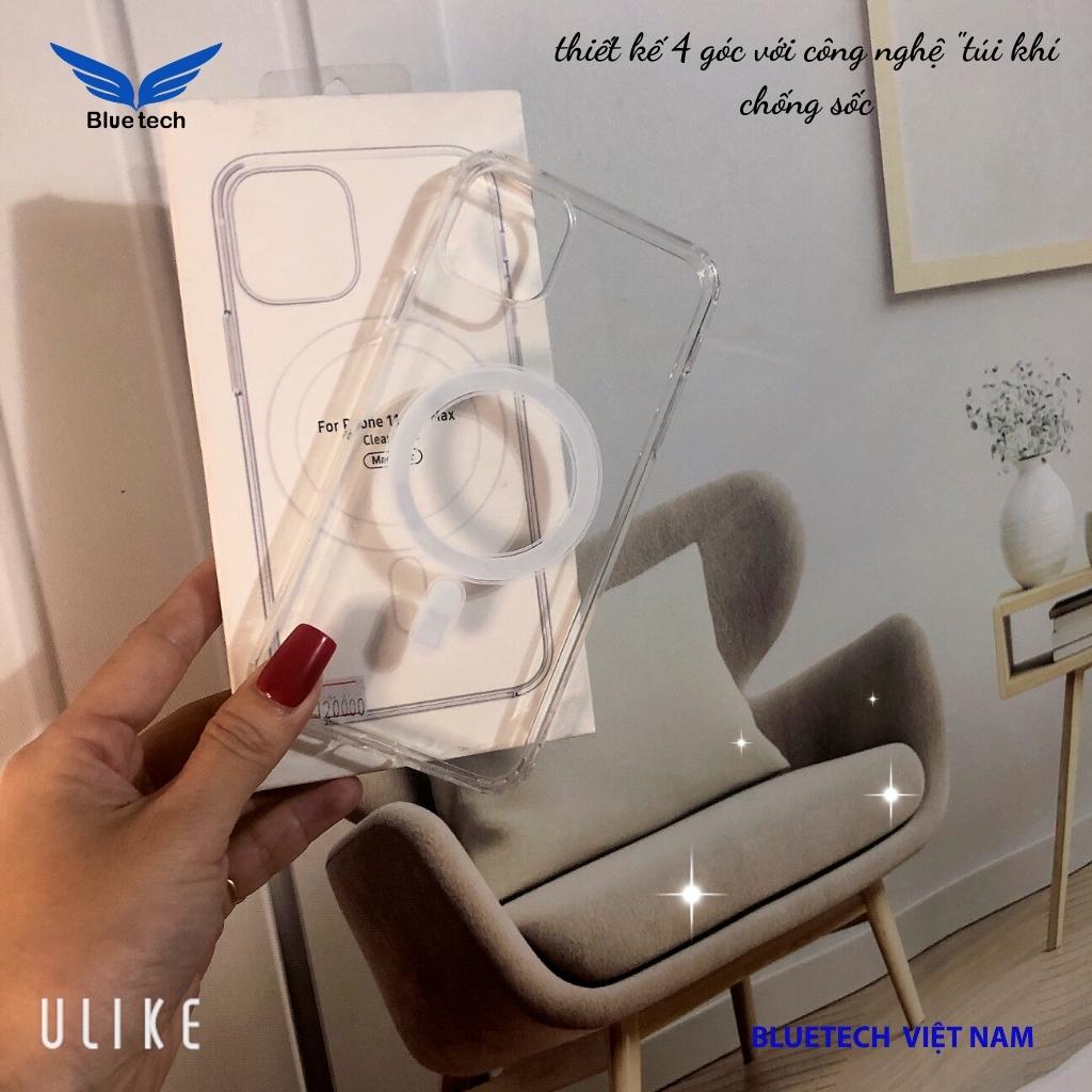 Ốp điện thoại trong suốt hỗ trợ sạc không dây từ tính cho iPhone X-13 ProMax - Bluetech