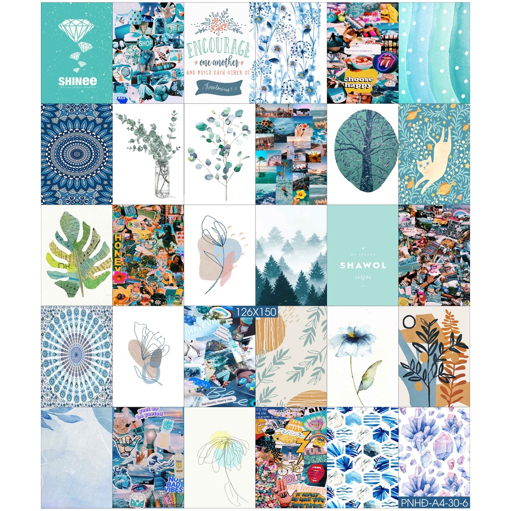 Combo Set 50 tờ Decal dán tường trang trí khổ A4,A5 - Trang trí Phòng ngủ Hiện đại PNHĐ6