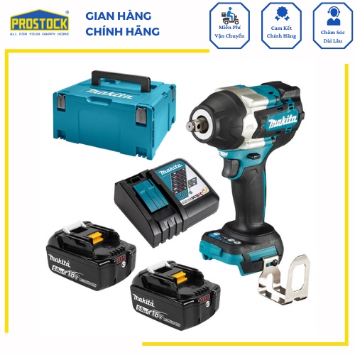 Trọn bộ Máy xiết bu lông dùng pin 18V Makita DTW1001RTJ