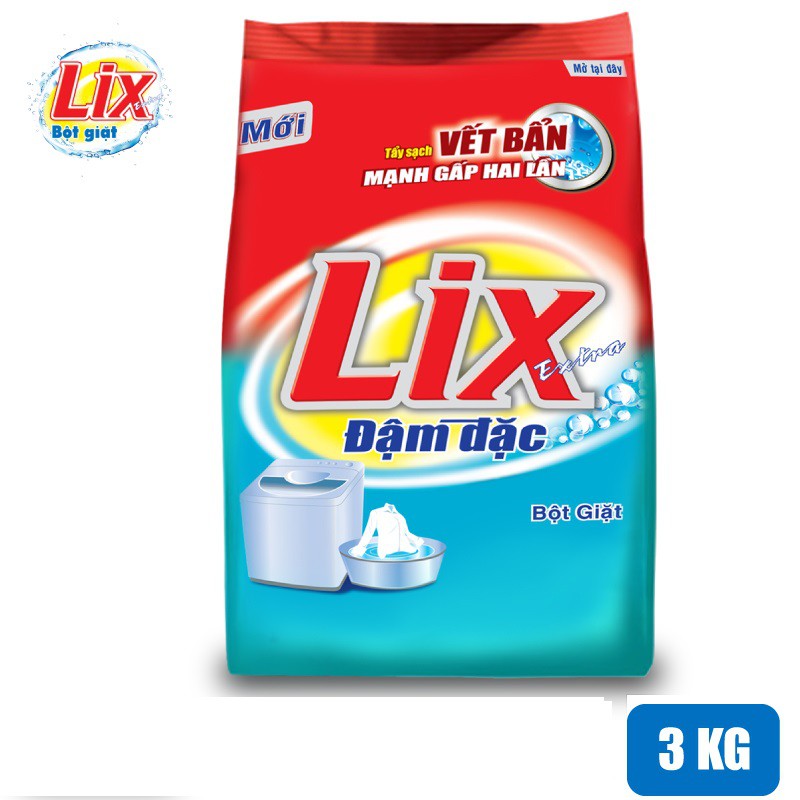 Bột Giặt LIX Extra Đậm Đặc 3Kg ED003 - Tẩy Sạch Vết Bẩn Mạnh Gấp 2 Lần