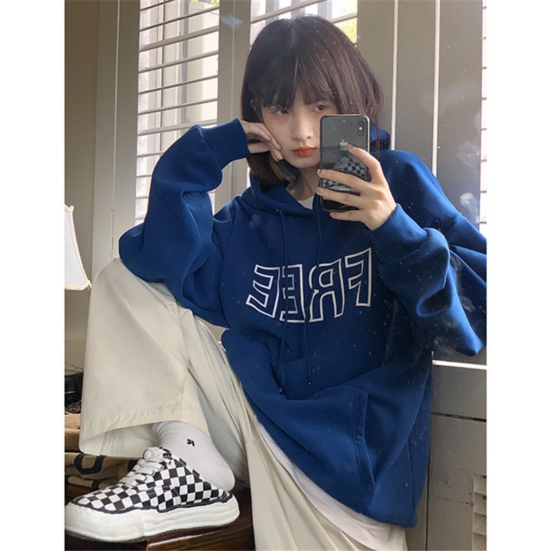 Áo hoodie form rộng họa tiết chữ FREE thời trang unisex/ Áo nỉ nam nữ bigsize có mũ mặc mùa đông phong cách Nano Ulzzang | BigBuy360 - bigbuy360.vn