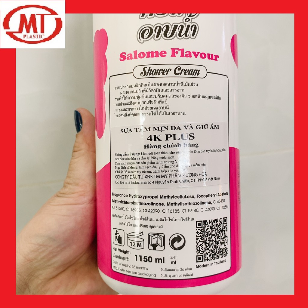 [chính hãng giá sỉ ] Sữa tắm 4K Plus Salome Flavour sữa bò, sáng mịn da cấp ẩm Thái Lan chai chà bá 1150ml