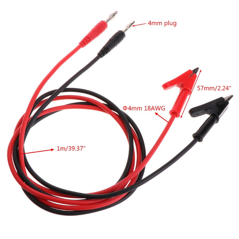 Set 2 Dây Cáp Kẹp Cá Sấu 4mm 1m
