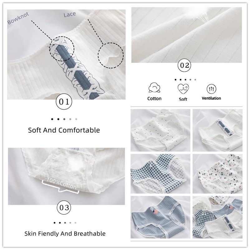 Quần lót Finetoo bằng cotton in hoạt hình đáng yêu cho nữ