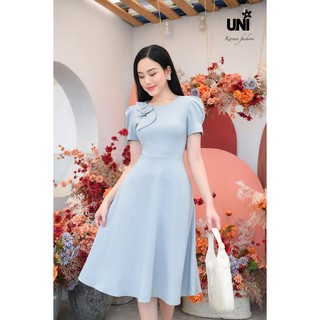 Đầm Nữ Dáng Xòe UNIVTH Tay Bồng Đính Hoa Sang Trọng 4D0217