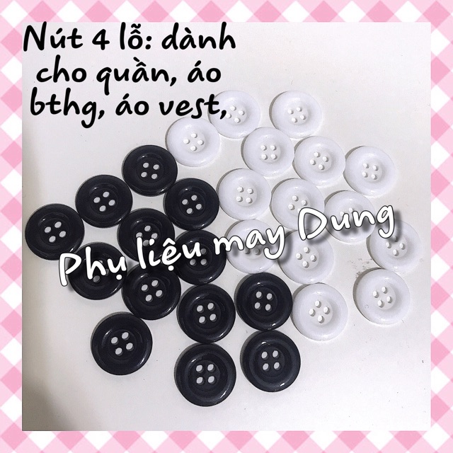 Nút men 4 lỗ bóng đen trắng