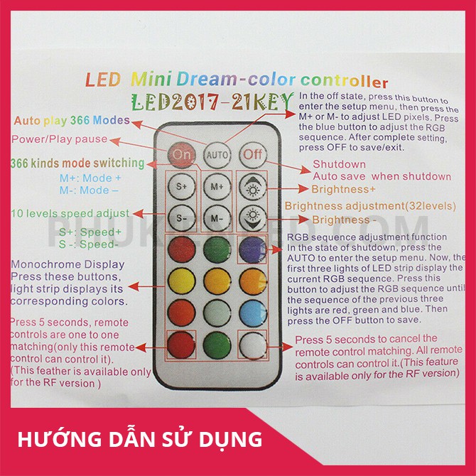 Mạch Điều Khiển Led Dây Full Màu – Có remote – 21 phím bấm | BigBuy360 - bigbuy360.vn