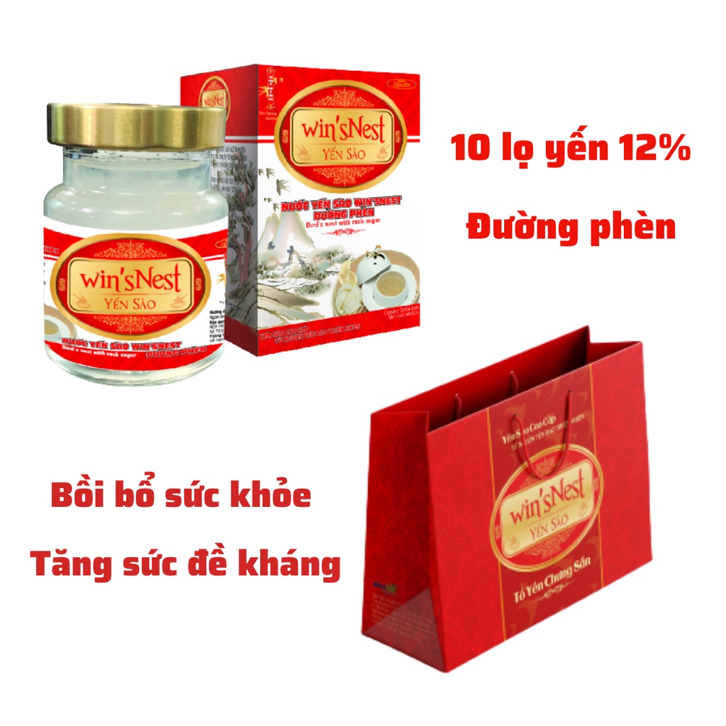 Combo 10 Lọ Nước Yến Sào win'sNest Đường Phèn 12% (70 ml/ Lọ)