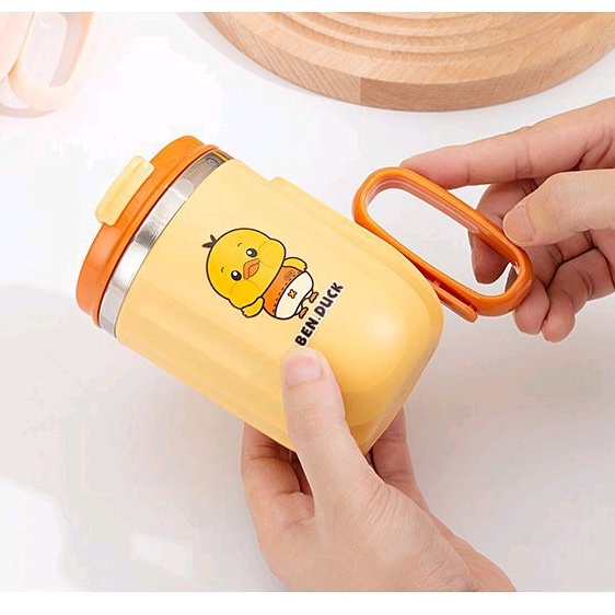 CỐC GIỮ NHIỆT B.DUCK vịt vàng 2 lớp lõi inox kèm nắp tiện lợi-DN