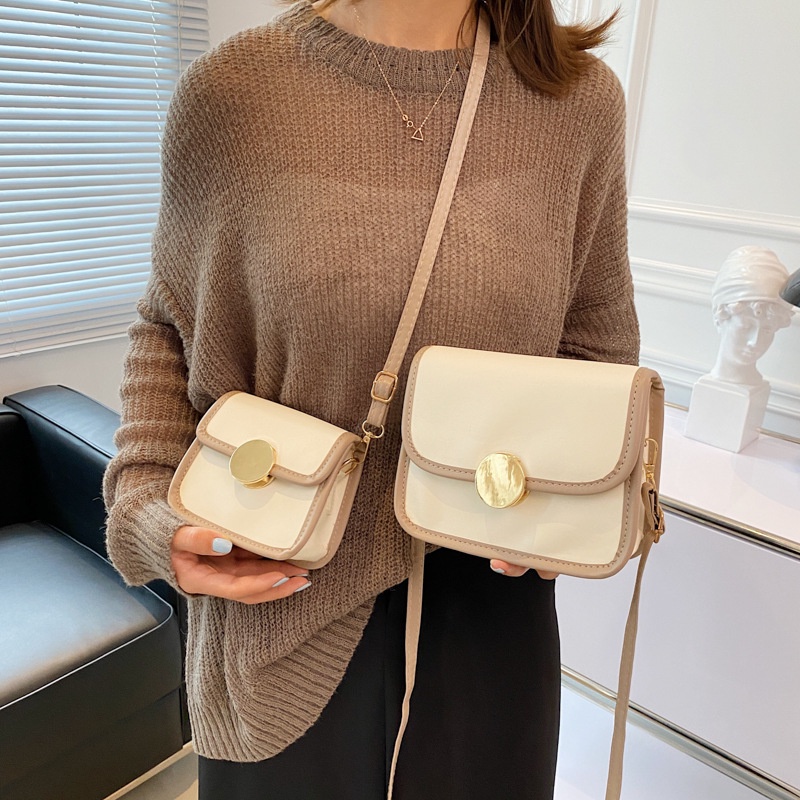 Túi Xách Đeo Vai Kiểu Vuông Nhỏ Phối Màu Tương Phản Thời Trang Sành Điệu