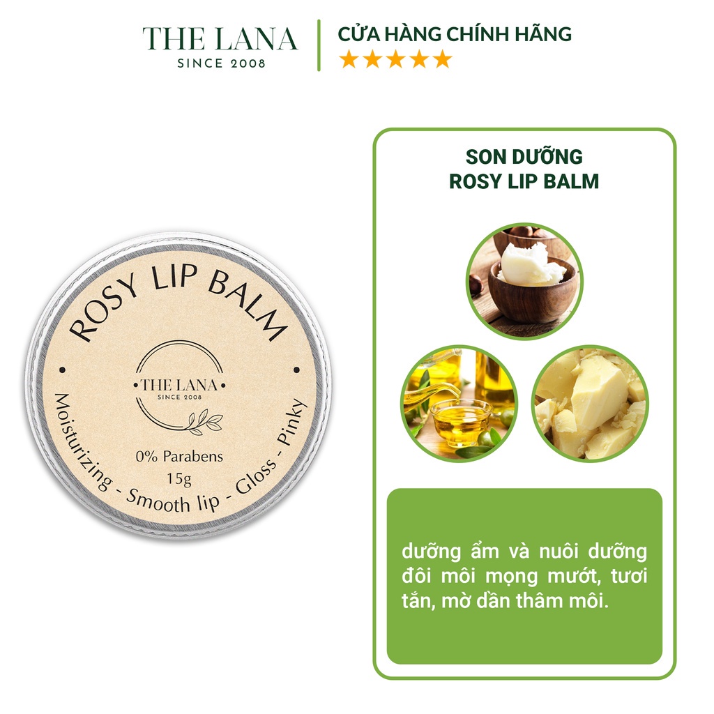 Son dưỡng The Lana Rosy Lip Balm dưỡng ẩm và dưỡng môi hồng tươi tắn 15gr L007