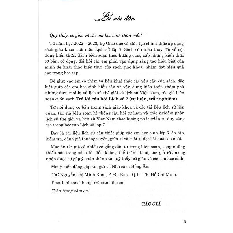 Sách - Trả Lời Câu Hỏi Lịch Sử 7 - Tự Luận &amp; Trắc Nghiệm (Dùng Kèm SGK Kết Nối Tri Thức Với Cuộc Sống)