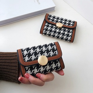 Ví card nữ cầm tay ví đựng thẻ mini nữ Sara viền da họa tiết vải thêu cổ điển 02C