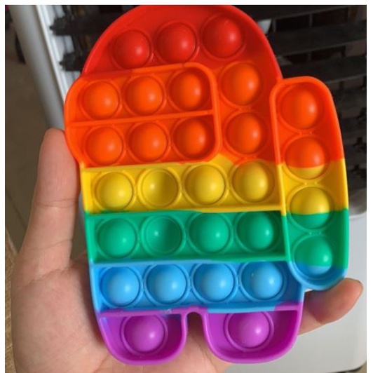 Pop It Fidget Toy Bong Bóng Bóp Đẩy Cầu Vồng Hình Among Us Đồ Chơi Giải Trí Giảm Căng Thẳng Stress cho mọi người