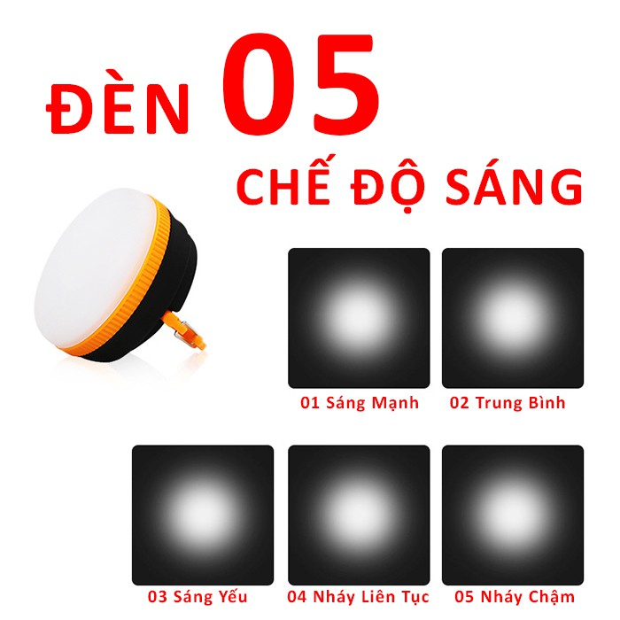 ❤️FREESHIP❤ Đèn Cắm Trại 5 Chế Độ Ánh Sáng D01 Sử Dụng 3 Pin AAA Thích Hợp Đi Cắm Trại, Dã Ngoại, Leo Núi - NATUHAI