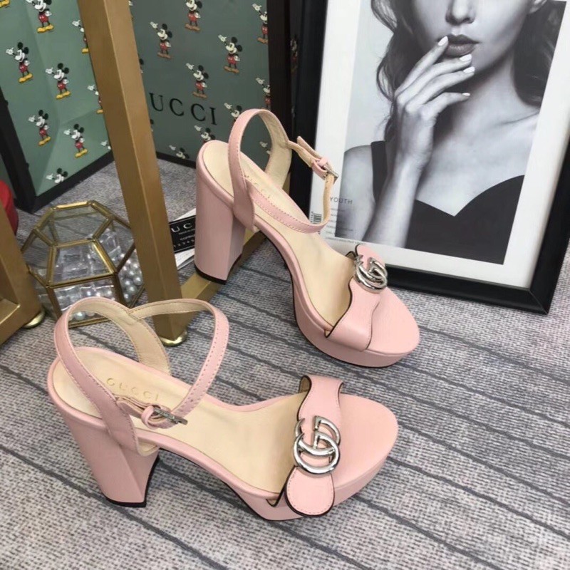 giày cao gót dây quai đeo gót 10.5cm bàn nước 3.5cm gucci GC GG